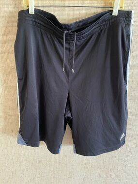 adidas Men’s Black Athletic Drawstring Training Shorts with Side Stripes
